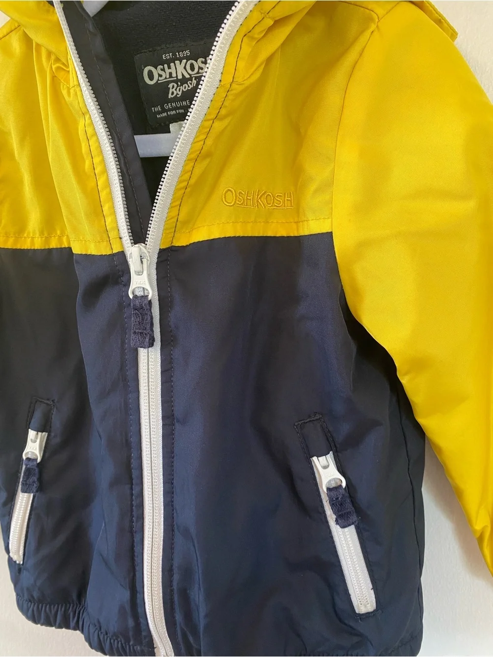 OshKosh B’gosh Vintage Colorblock Hooded Windbreaker Jacket with fleece lining
